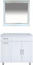 Misty Мебель для ванной Купер 90 R с б/к и зеркалом Гамма белая – фотография-1